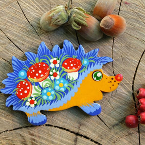 Cute hedgehog wooden fridge magnet