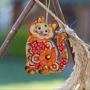 Ginger Cat Christmas Ornament Handcrafted