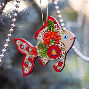 Hand-painted Christmas Ornament Fisch Ukrainian Folk Art