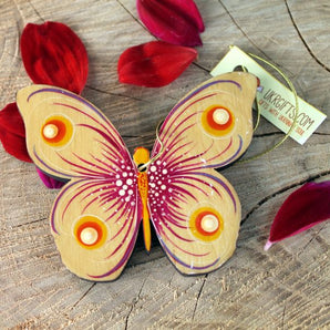 High-quality wooden Christmas tree decoration - butterfly traditionally hand-painted