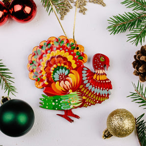 Rustic Turkey Christmas Ornament 