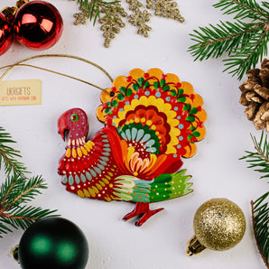 Rustic Turkey Christmas Ornament 