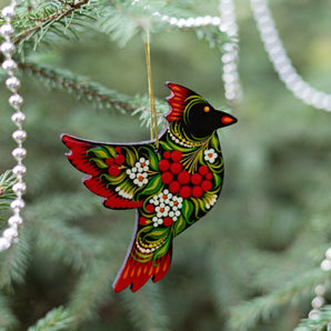 Kardinal Vogel Weihnachtschmuck Handbemalt