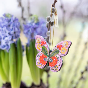 Suspension Papillon en Bois Peint à la Main – Décoration de Noël et de Pâques