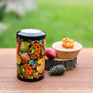 Wooden candle holder with the rooster hand-painted - beautiful gift idea