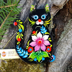 Black cat Christmas decoration handmade for cat lovers