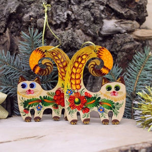 Ukrainian Christmas cat ornament for cat lovers