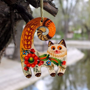 Ukrainian Christmas cat ornament for cat lovers