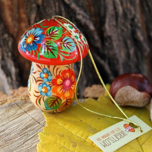 Mushrooms Christmas ornament and small box for gifts, handmade