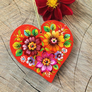 Special wooden Christmas ornaments Heart ukrainian painted