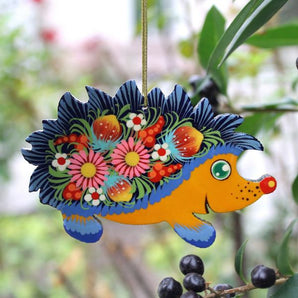 Christmas decoration hedgehog wooden ornaments - Ukrainian handicrafts