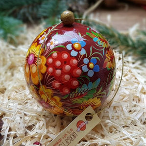 Hand-painted wooden Christmas tree ball