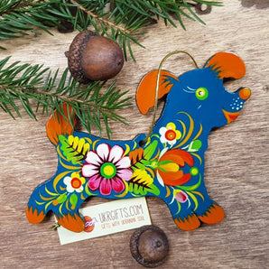 Dog christmas ornament, handmade of wood, gift idea for dog lovers