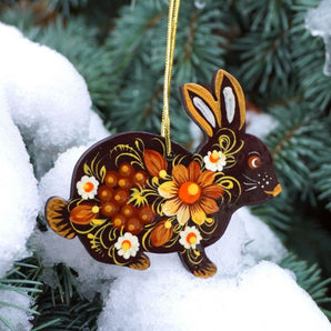 Ukrainian hand painted easter rabbit - Petrykivka painting