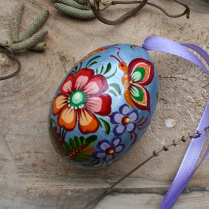 Original wooden Easter egg painted by hand