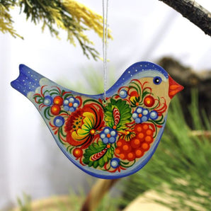 Ukrainian Bird hand painted decoration of wood