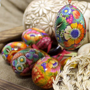 Hanging hand painted Easter eggs decorations