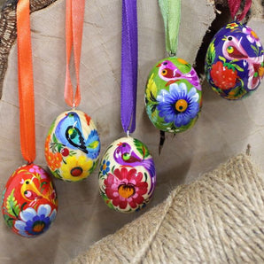 Mini Easter eggs 3 cm х 5 St decorations - hand painted wooden Ukrainian Easter eggs