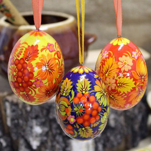 Hand painted Easter eggs Set 3 pcs - traditional Ukrainian painting