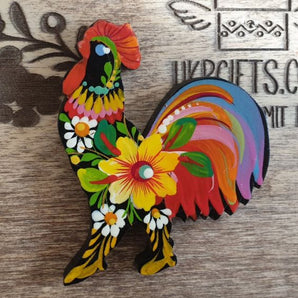 Handmade kitchen decor fridge magnet and souvenir "Rooster", Petrykivka painting