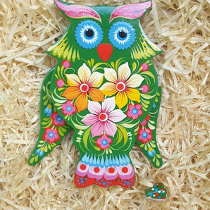 Jumping Jack Owl with movable wings handmade