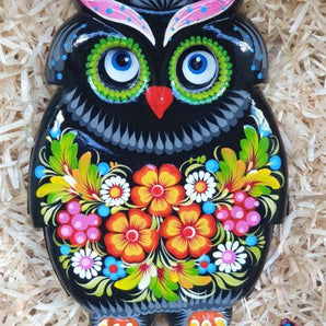 Blinking owl like jumping jack toy, wall decoration for children room, handmade