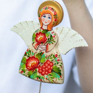 Angel jumping jack wooden creative Christmas wall decoration