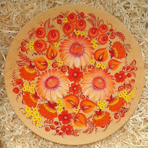 Wall plate Deco made of wood "Flowers", Ukrainian handicraft