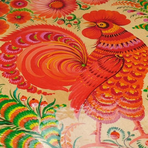 Wall plate Deco made of wood "The Rooster", Ukrainian handicraft