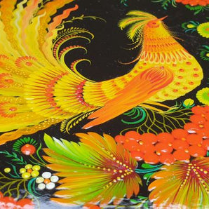 Decorative wooden plate "Firebird", traditional handicraft