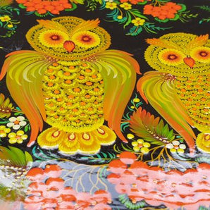 Wall plate Deco made of wood "Owls with snowball bush", Ukrainian artistic handicraft