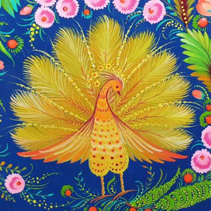 Wall plate decoration made of wood "Peacock", Ukrainian painting