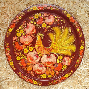 Wooden deco plate "Fairytale bird", Ukrainian handicraft