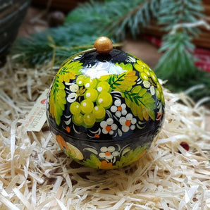 Hand painted Christmas tree ball and box for small gifts