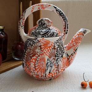 Original ceramic teapot with abstract painting