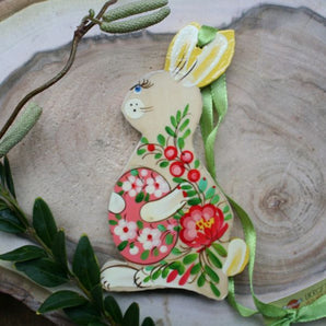 Funny Easter bunny - original Easter decoration with floral pattern