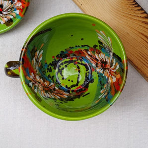 Original green mug 0.5 L made of ceramic - hand painted