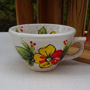 Hand-painted coffee cup with floral pattern 0.5 L - Handicrafts