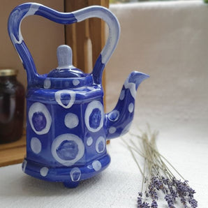 Pottery teapot "Blue Abstraction", original handcraft