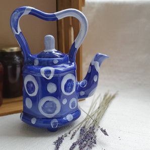 Pottery teapot "Blue Abstraction", original handcraft