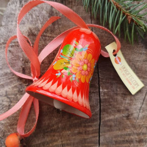 Exclusive Christmas bell with floral pattern, traditional handicraft