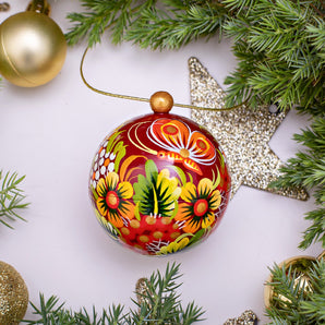 Hand Painted Small Wooden Сhristmas Ball Vintage