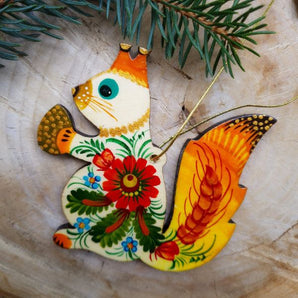 Rustic Squirrel Christmas ornament traditional ukrainian painted