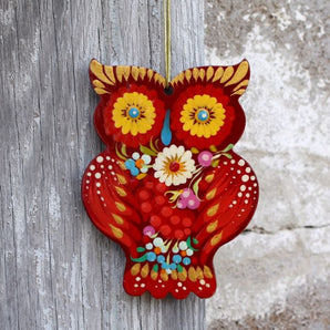 Animal ethnic Christmas ornament owl, gift idea for owl lovers, Ukrainian art