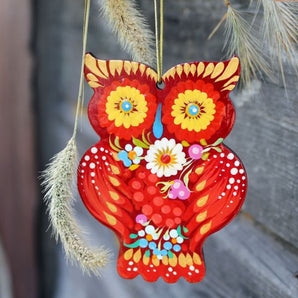 Animal ethnic Christmas ornament owl, gift idea for owl lovers, Ukrainian art