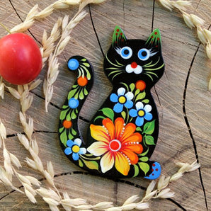 Funny cat magnet, creative gift for cat lovers, ukrainian painting