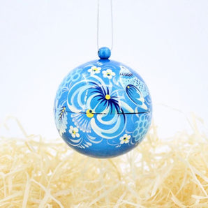 Silver hand-painted Christmas tree ball 7 cm with fine painting