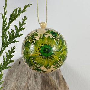 Hand-painted wooden Christmas tree balls 8 cm in folklore style