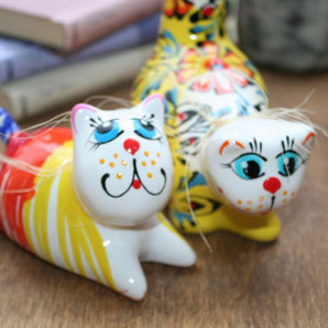 Couple in love - tomcat and cat - ceramic decoration - funny cats - Valentine's Day gift