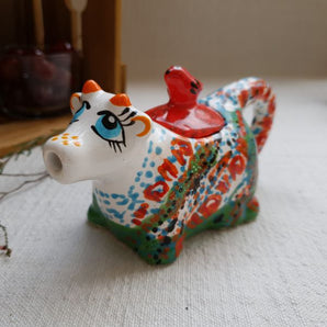 Funny cow - small hand-painted ceramic milk jug, handicraft